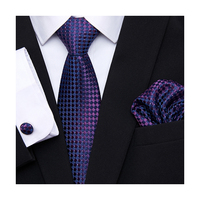 Żakardowy najnowszy projekt jedwabny świąteczny prezent krawat chusteczka zestaw spinek do mankietów krawat męski Plaid żółta koszula akcesoria 5